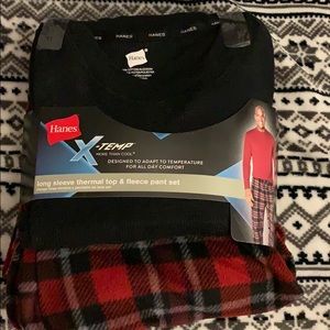 Long sleeve thermal top and fleece pants set